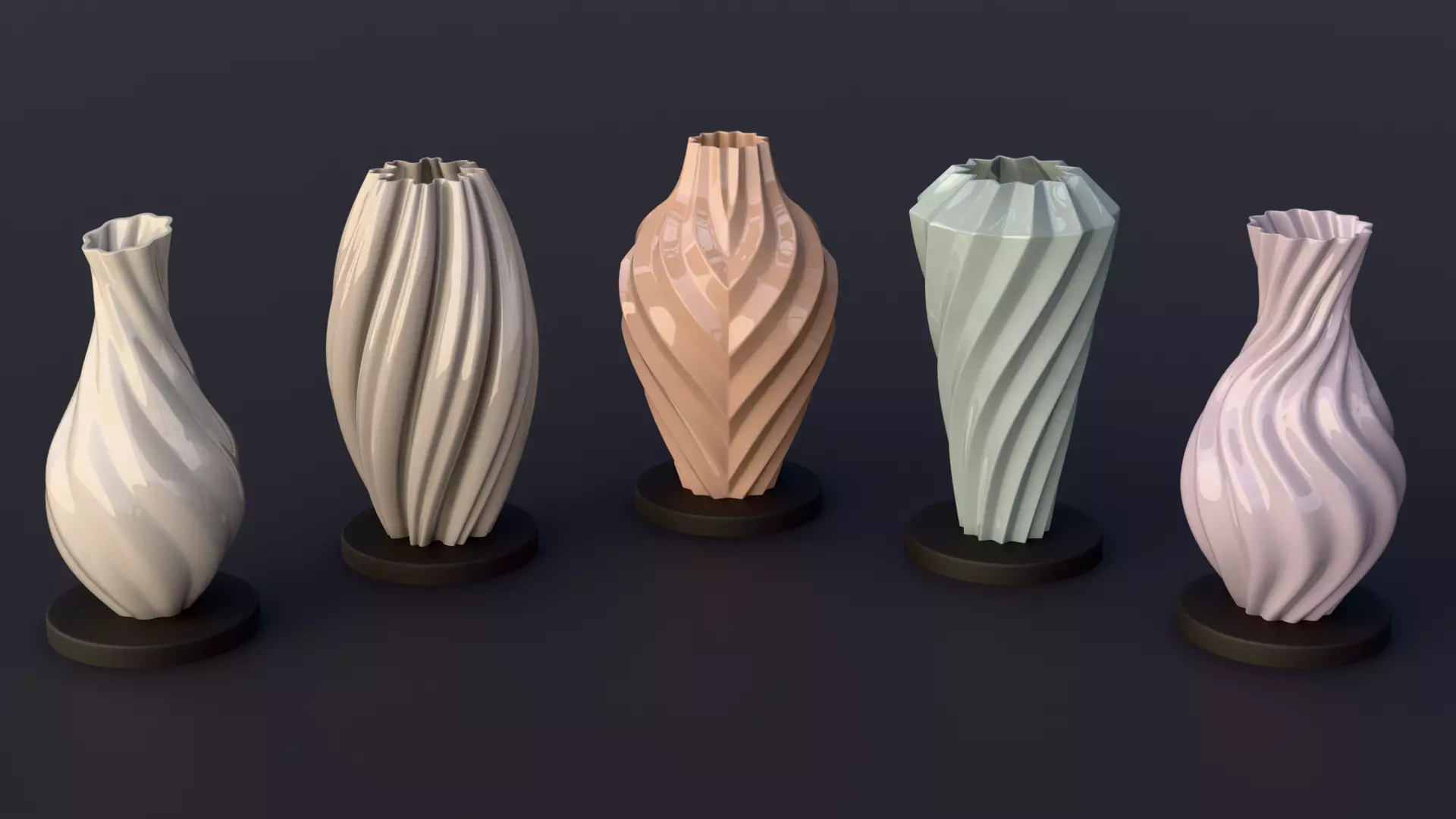 5 Printable Vases  3D print model_0