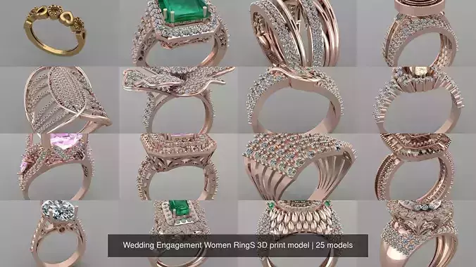 Wedding Engagement Women RingS 3D print model