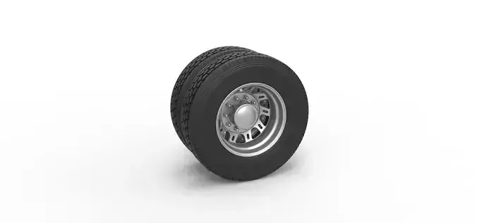 Rear custom wheel of semi truck Version 19 Scale 1 to 25