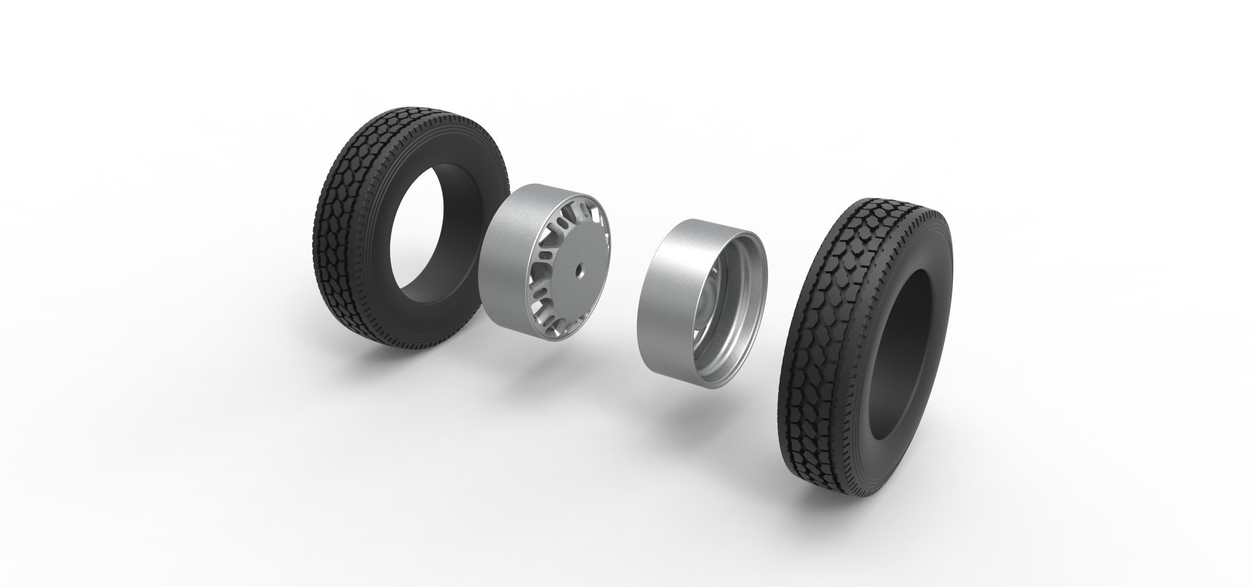 Rear custom wheel of semi truck Version 19 Scale 1 to 25 3D print model_8