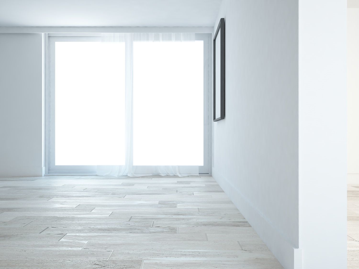 Empty interior scene with big wide window 3D model_7