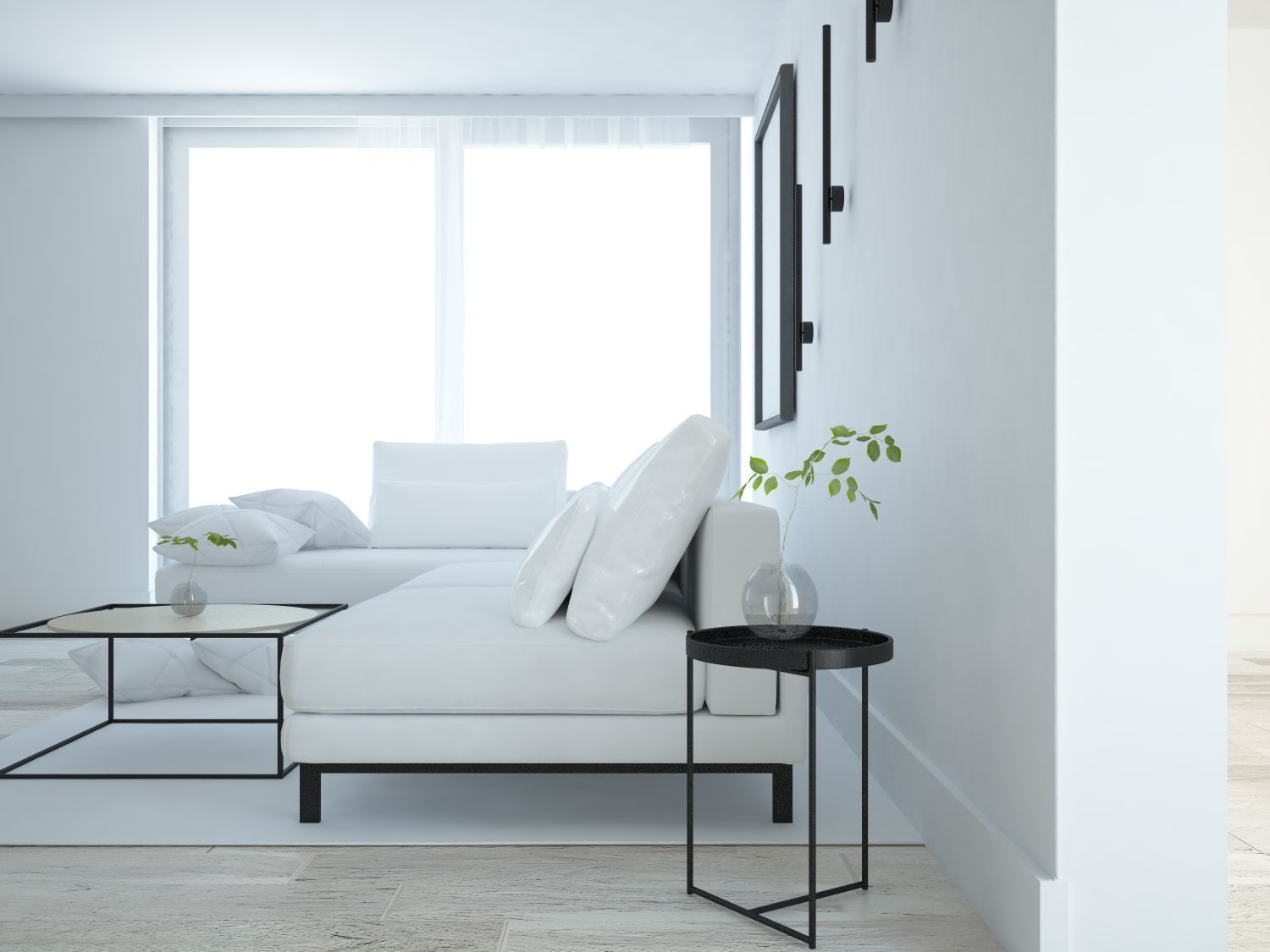 Empty interior scene with big wide window 3D model_6