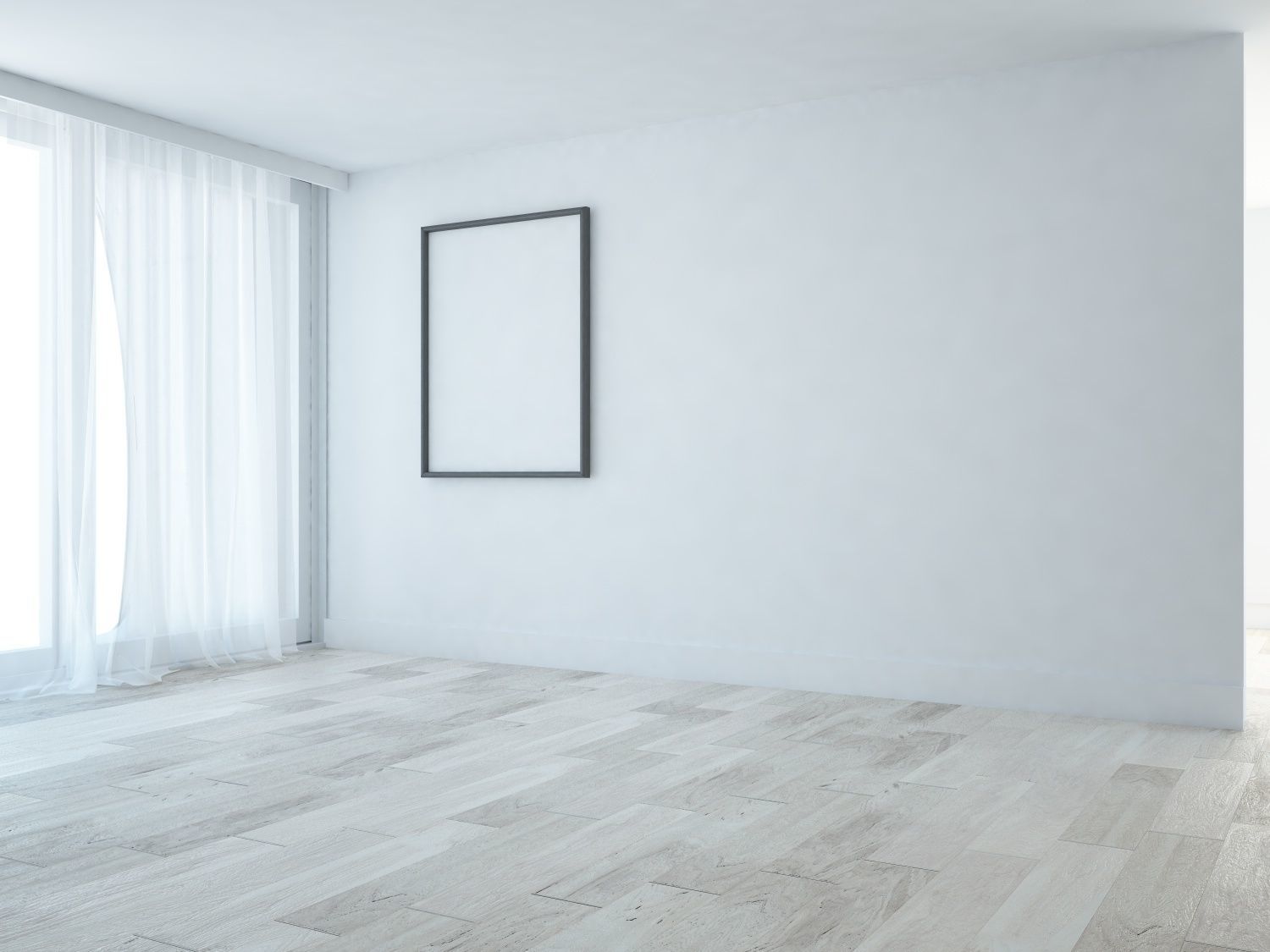 Empty interior scene with big wide window 3D model_1