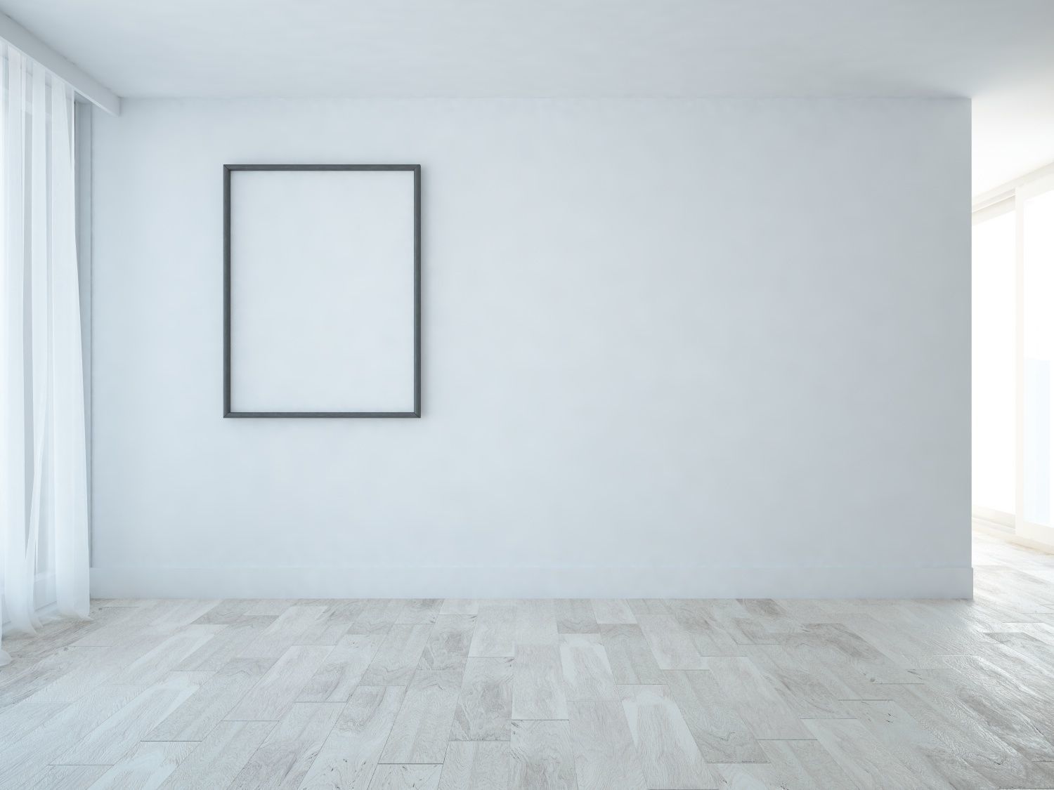 Empty interior scene with big wide window 3D model_3