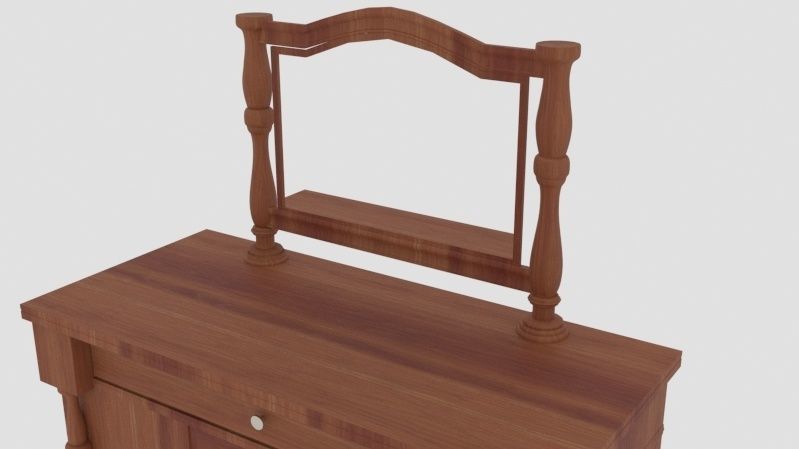 Wooden Drawer with mirror Low-poly 3D model_8