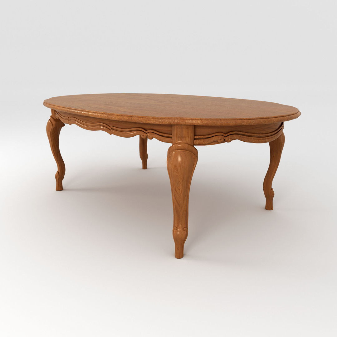 Wooden coffee table 3D model_1
