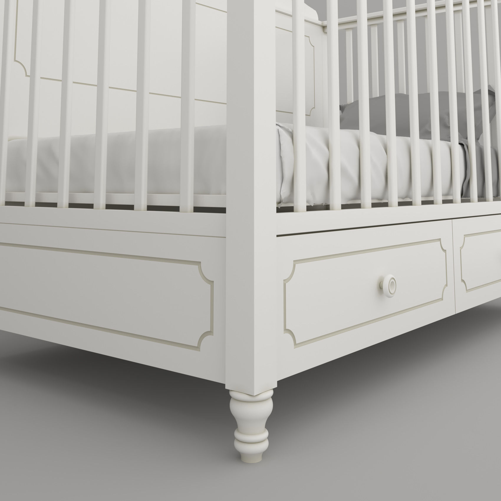 White kid bed 3d model 3D model_4