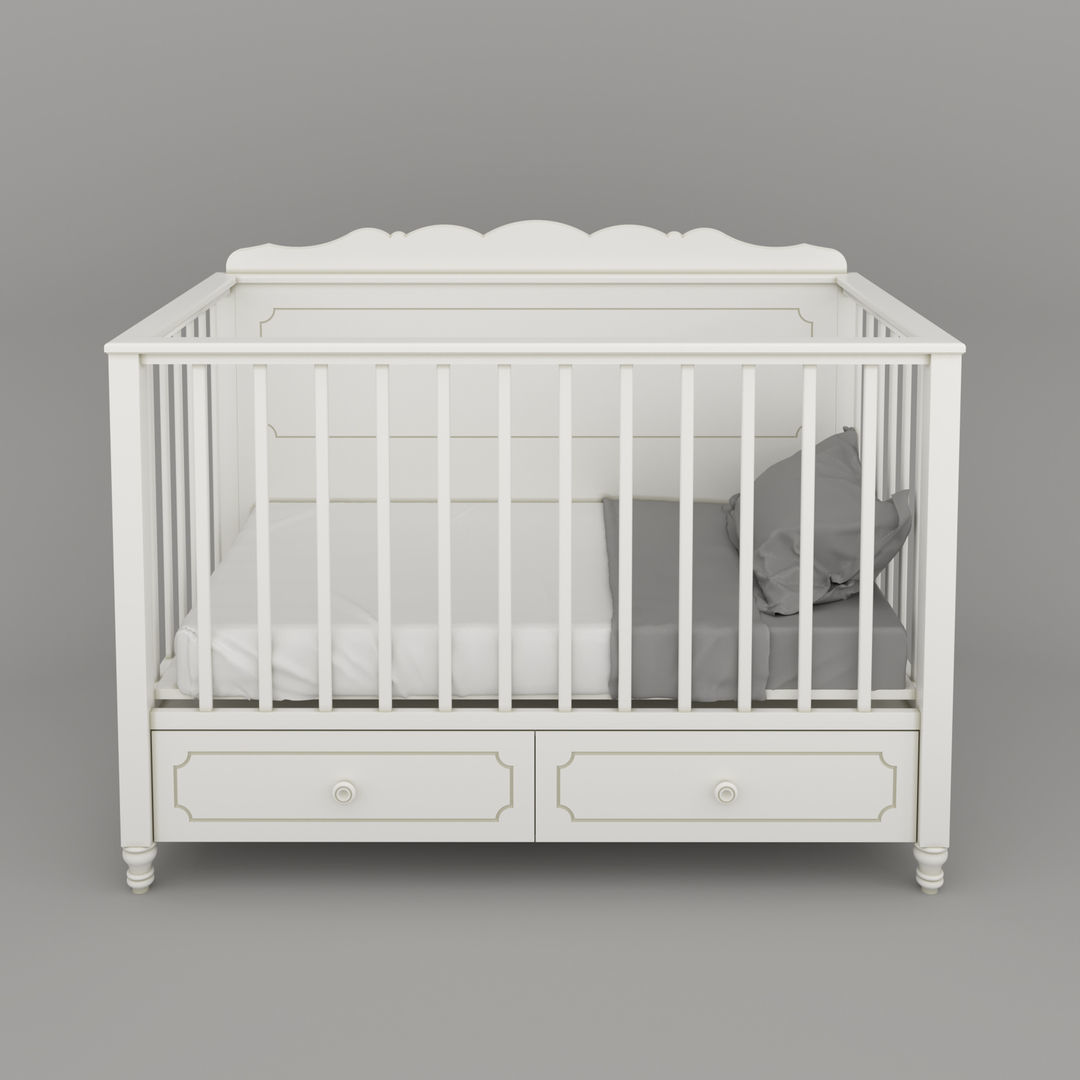 White kid bed 3d model 3D model_2