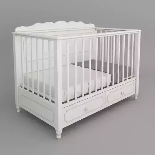White kid bed 3d model