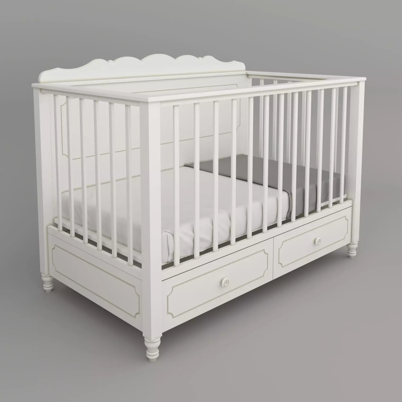 White kid bed 3d model 3D model_0