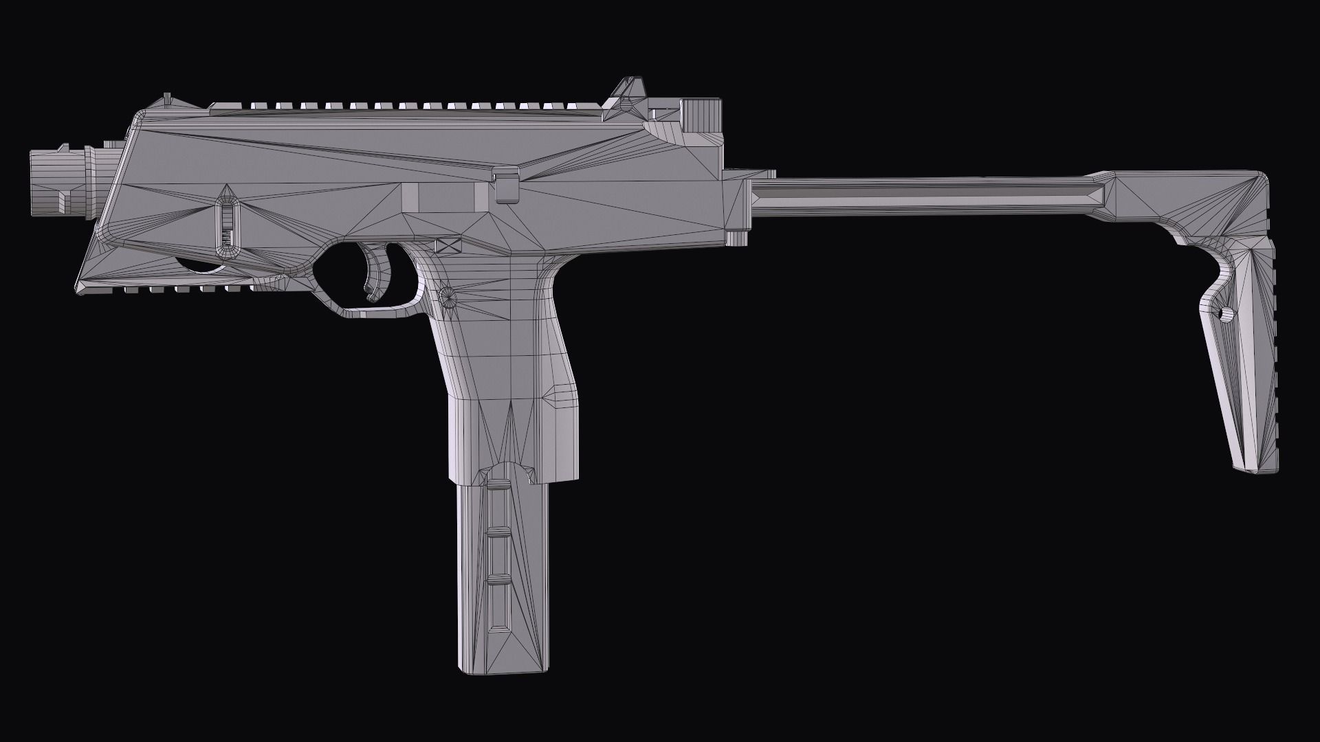 Modular SMG Brugger and Thomet MP9 Low-poly 3D model_30