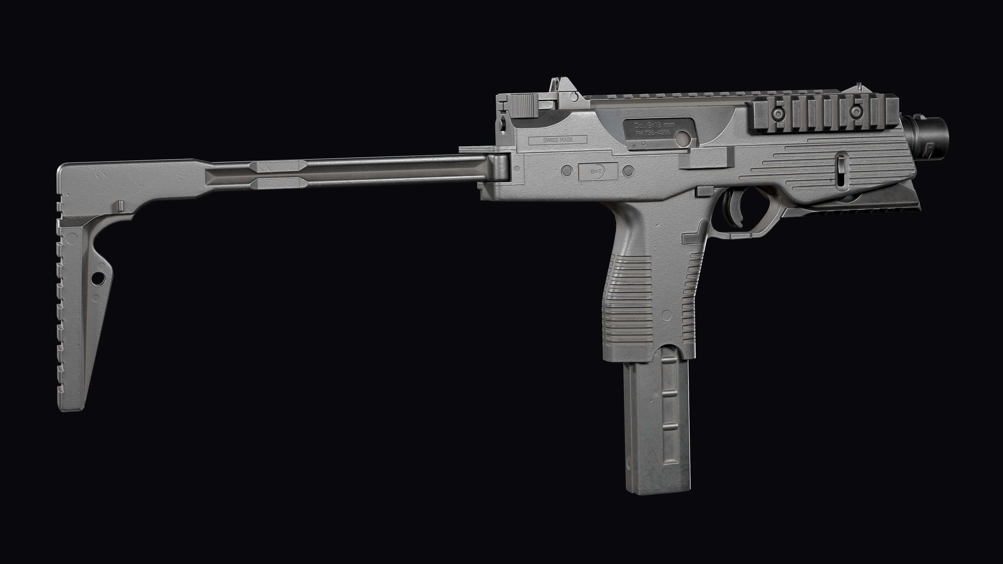 Modular SMG Brugger and Thomet MP9 Low-poly 3D model_8