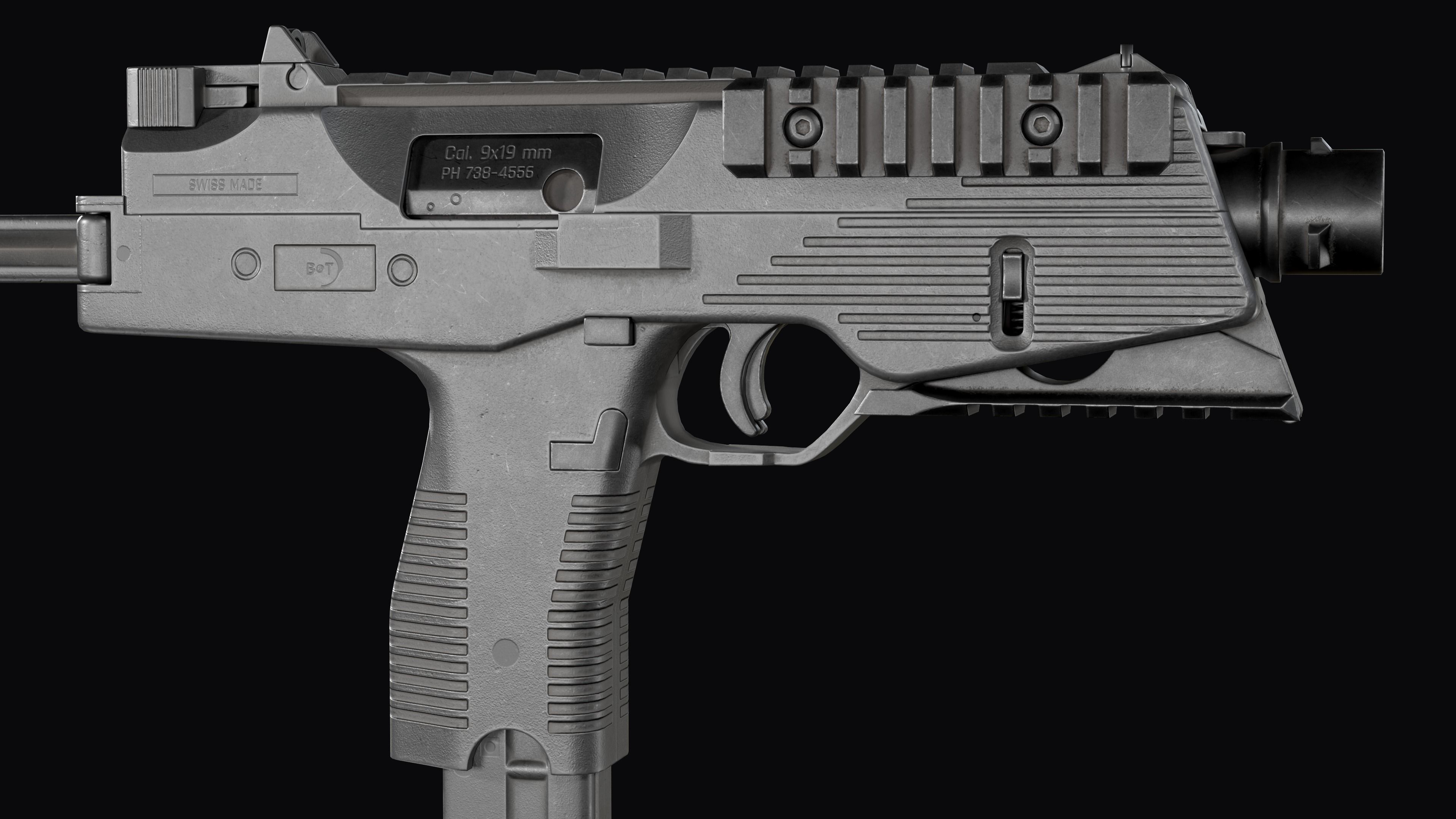 Modular SMG Brugger and Thomet MP9 Low-poly 3D model_15