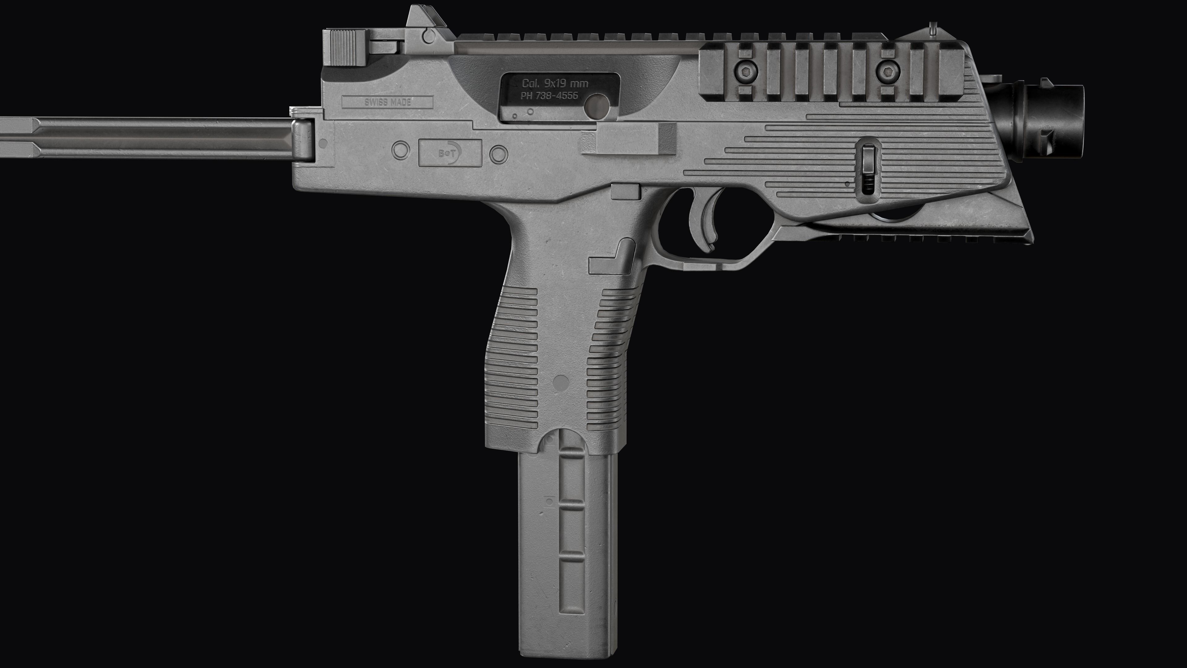Modular SMG Brugger and Thomet MP9 Low-poly 3D model_13