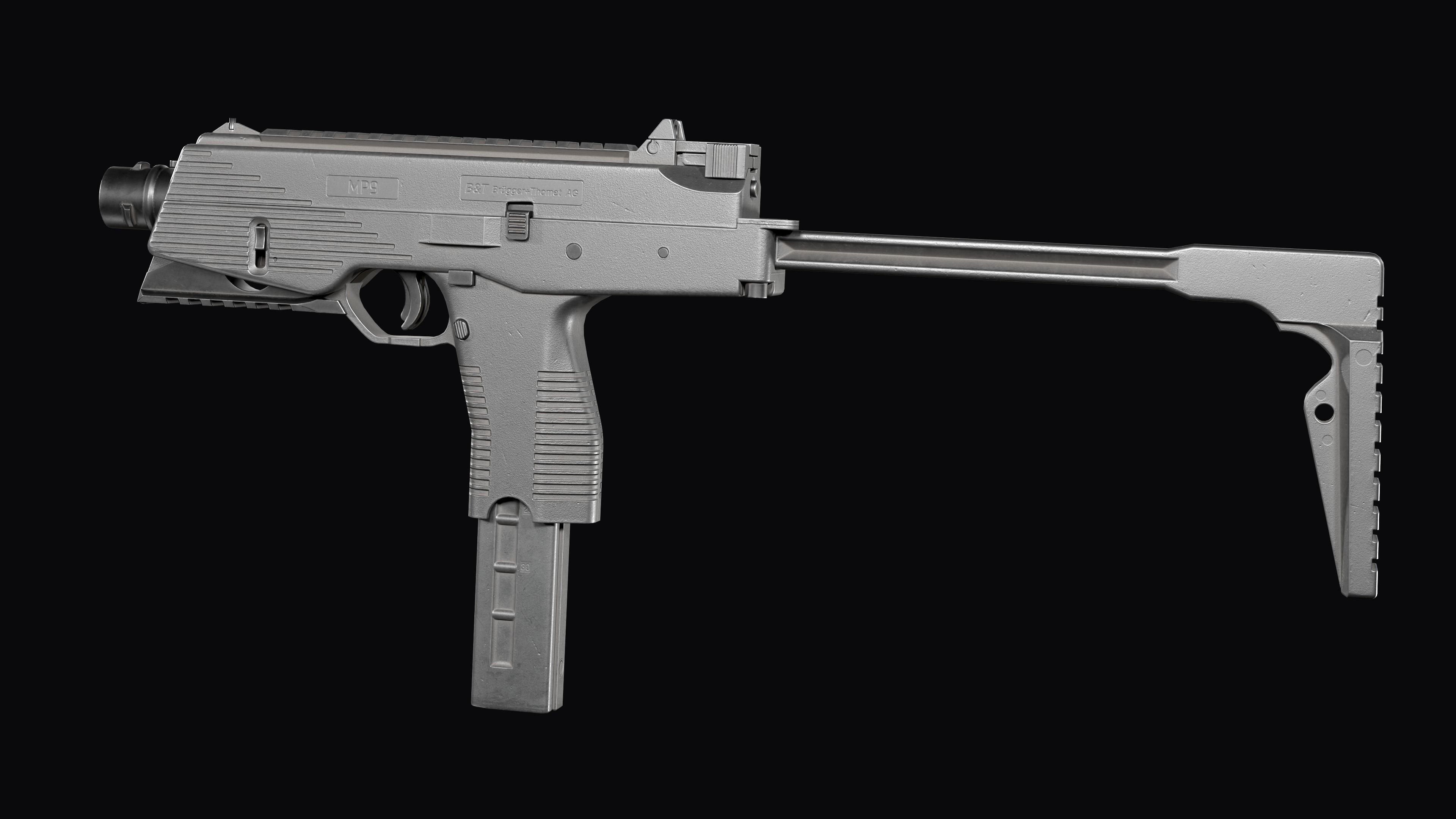 Modular SMG Brugger and Thomet MP9 Low-poly 3D model_7