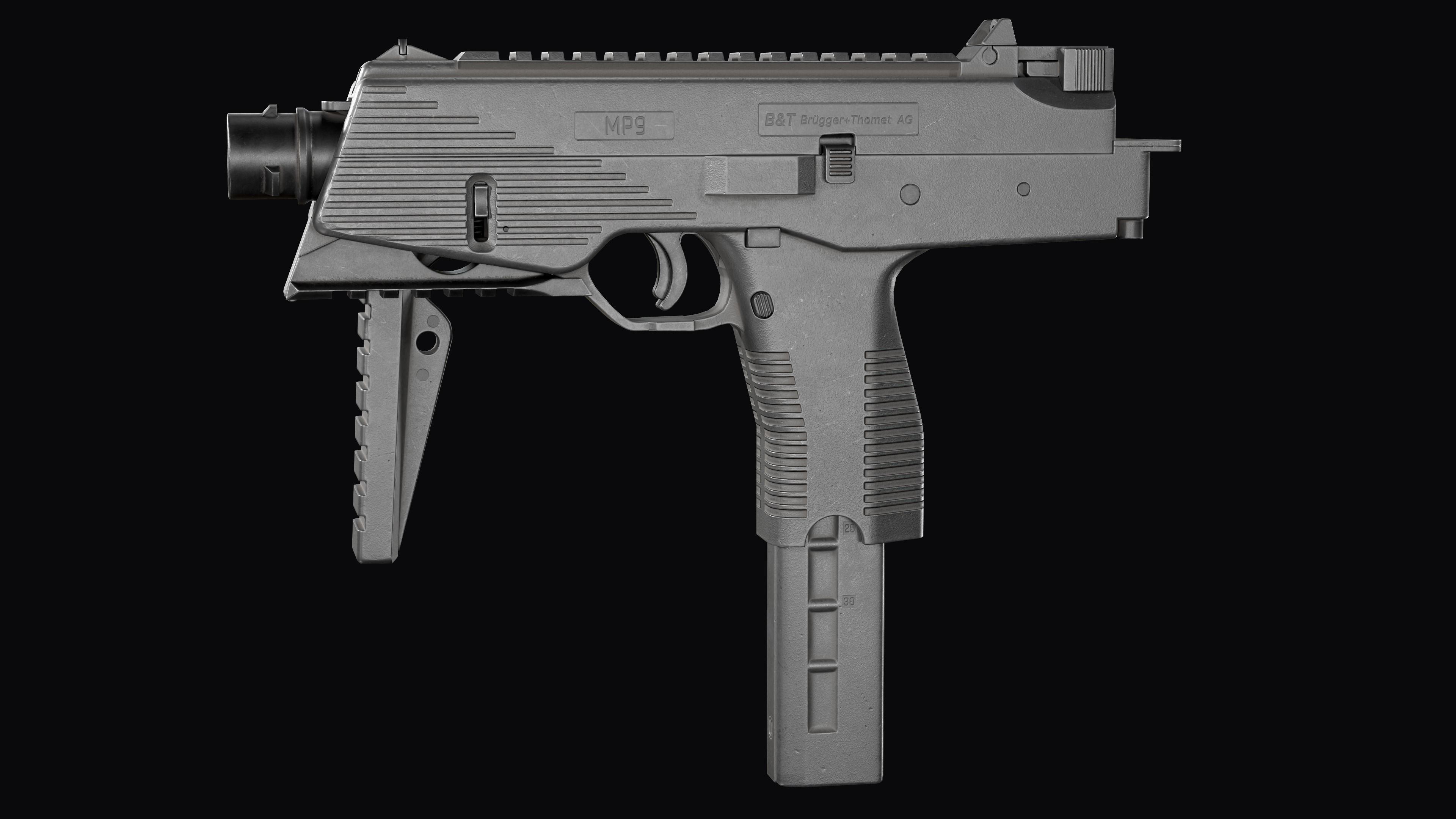 Modular SMG Brugger and Thomet MP9 Low-poly 3D model_21
