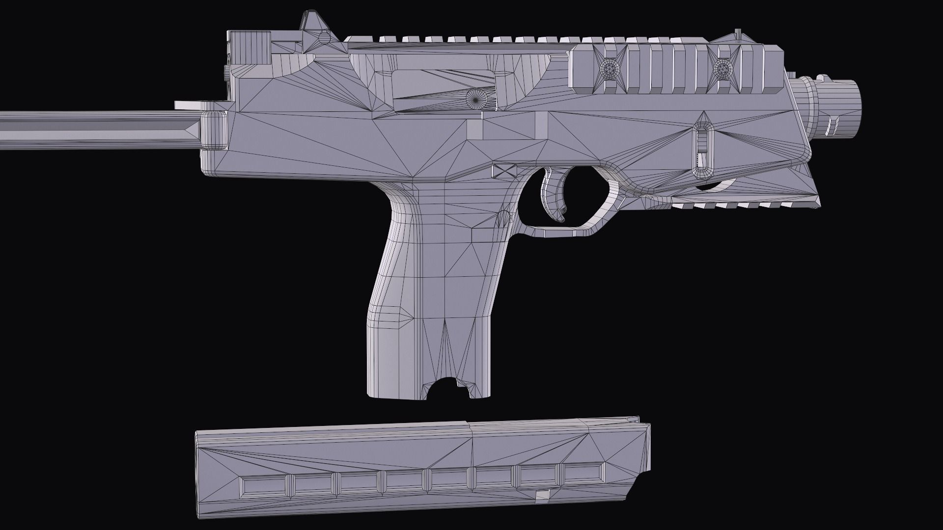 Modular SMG Brugger and Thomet MP9 Low-poly 3D model_32