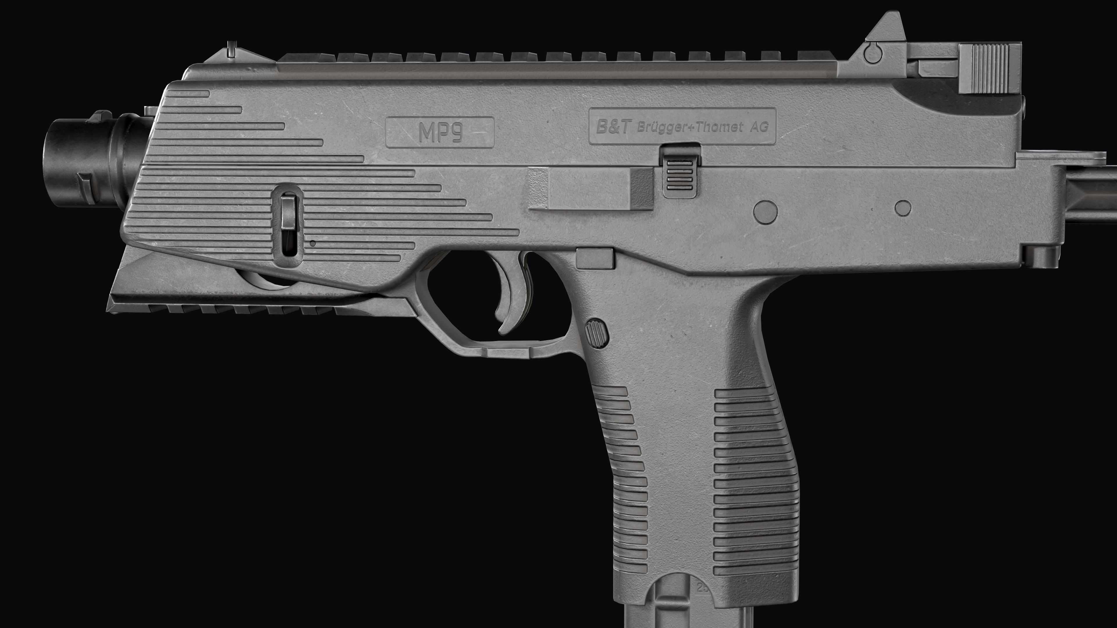 Modular SMG Brugger and Thomet MP9 Low-poly 3D model_12