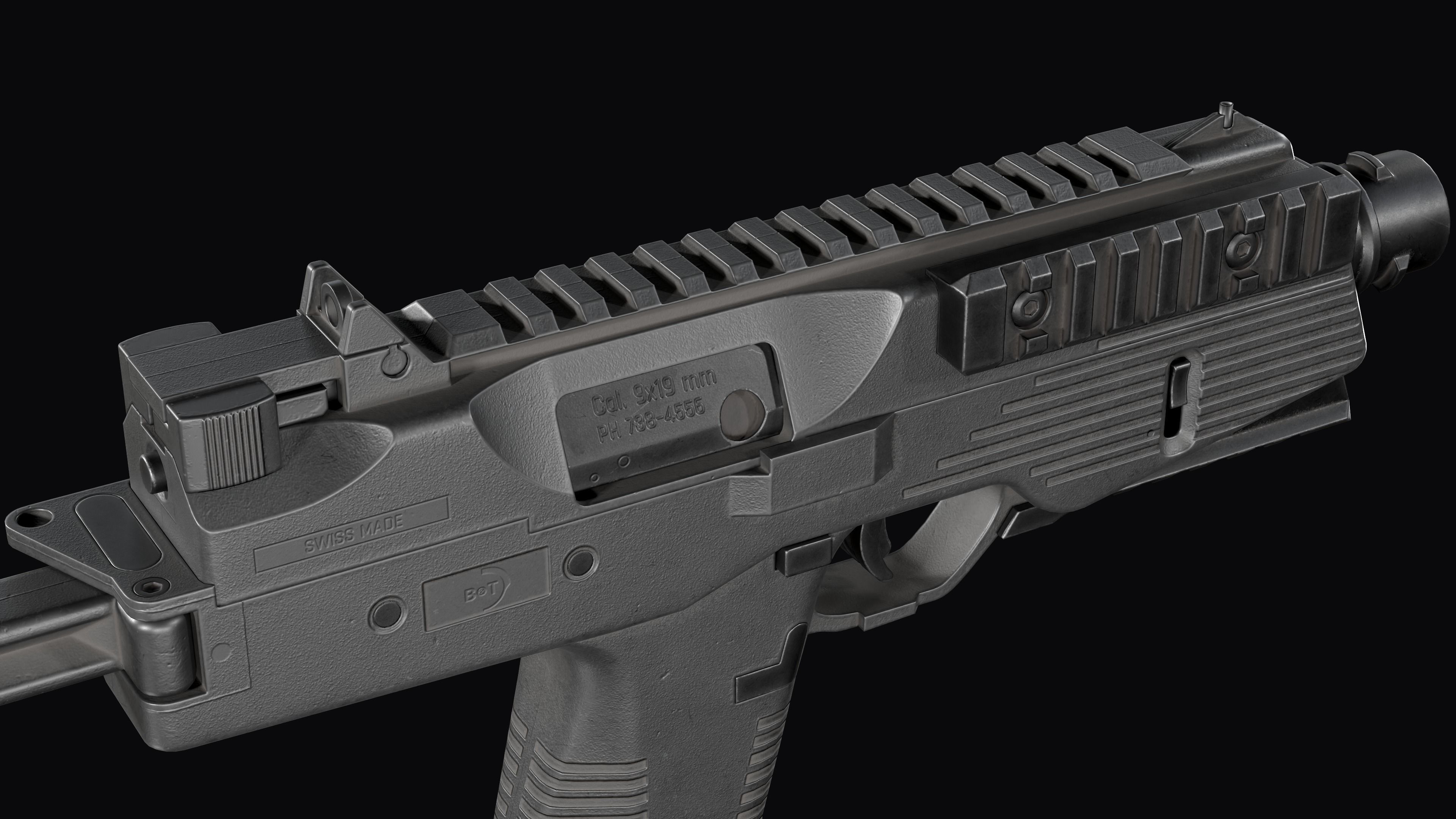 Modular SMG Brugger and Thomet MP9 Low-poly 3D model_17
