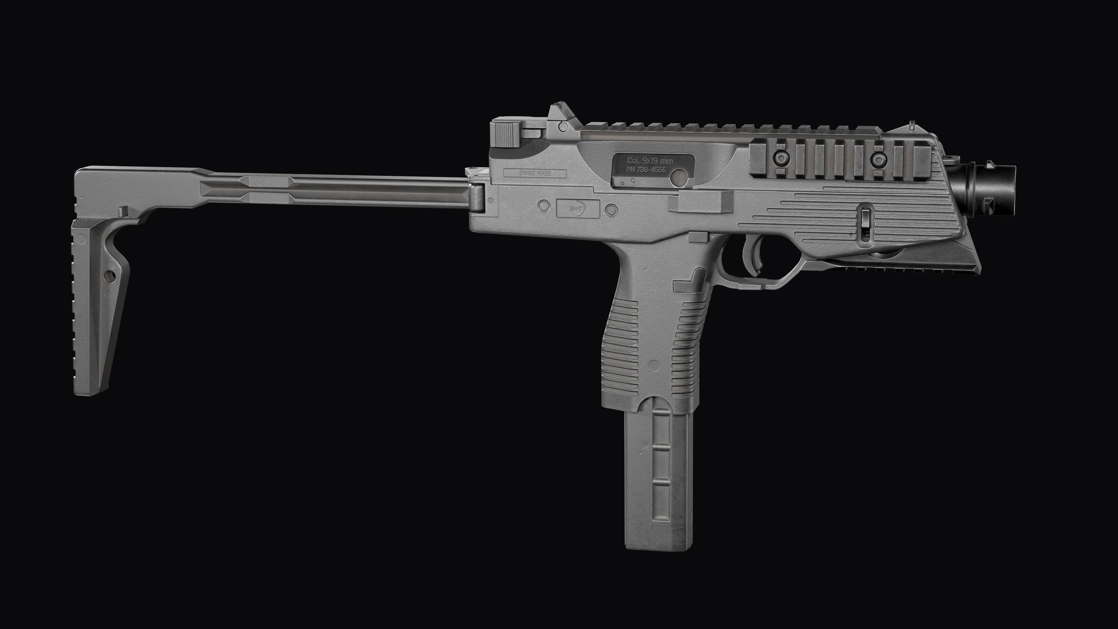 Modular SMG Brugger and Thomet MP9 Low-poly 3D model_9