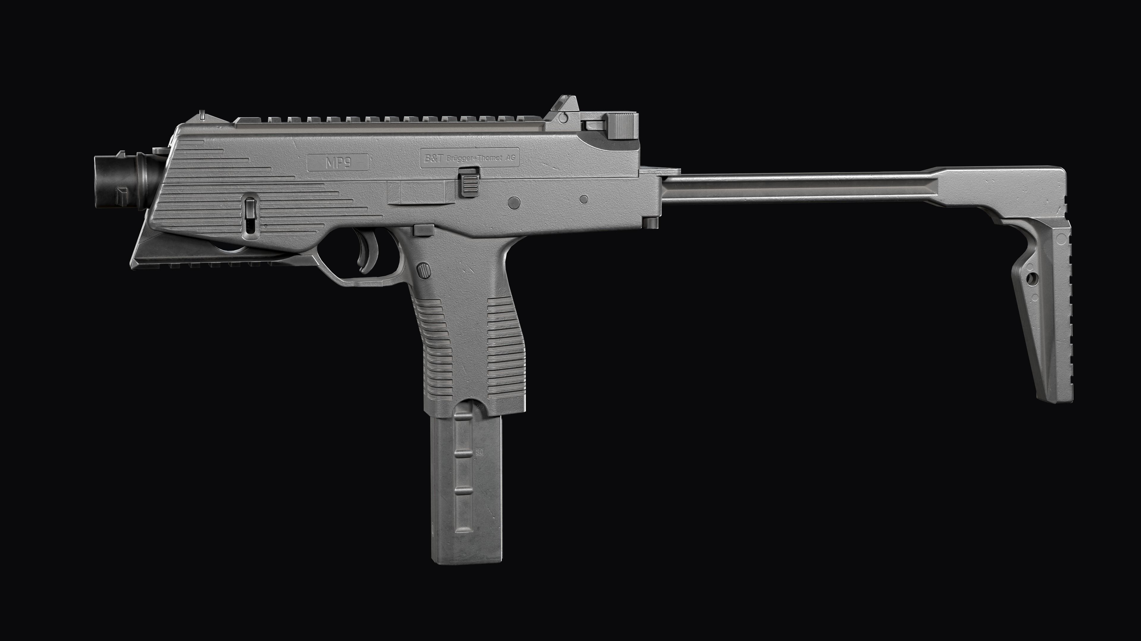 Modular SMG Brugger and Thomet MP9 Low-poly 3D model_6