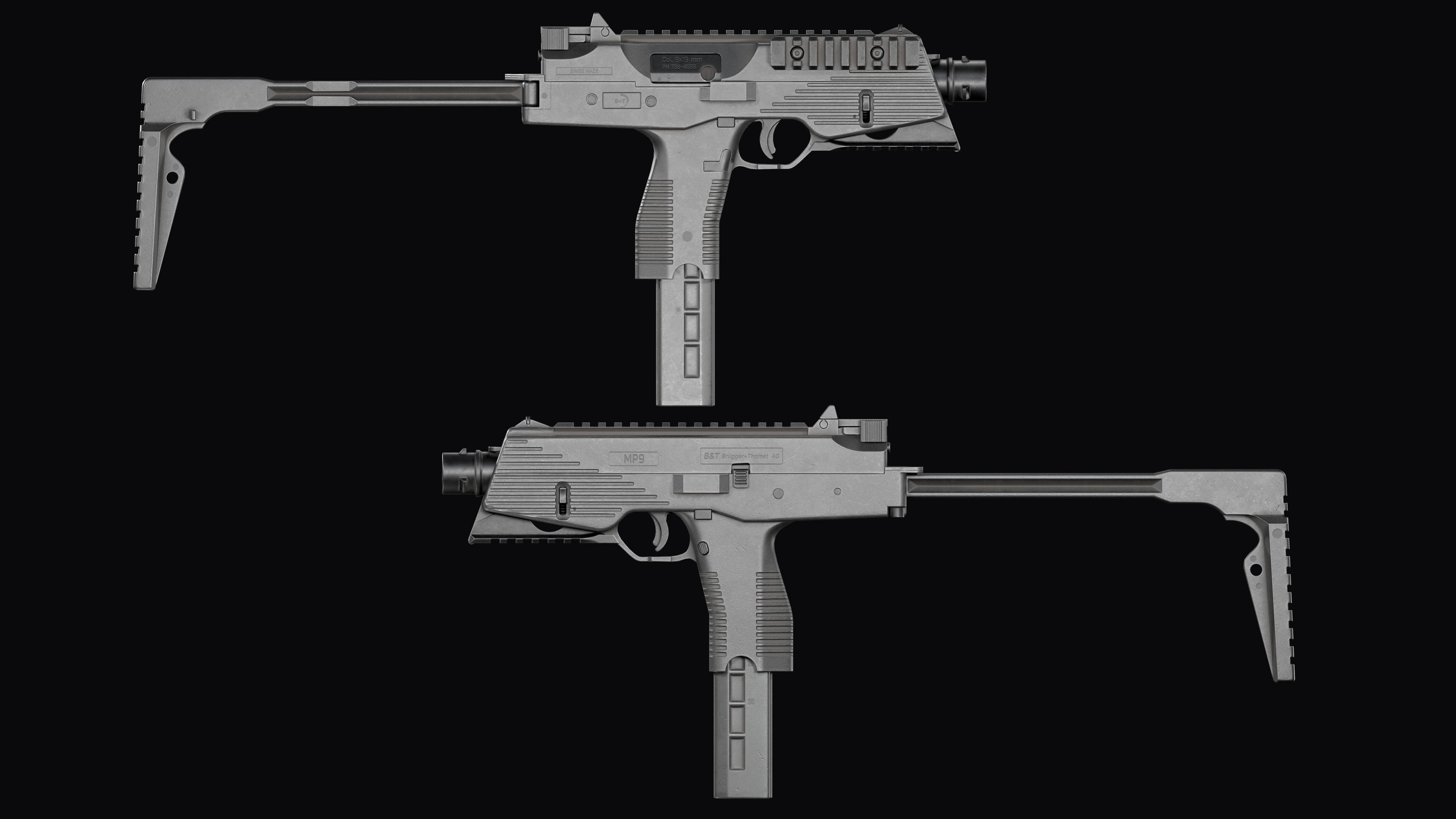 Modular SMG Brugger and Thomet MP9 Low-poly 3D model_27