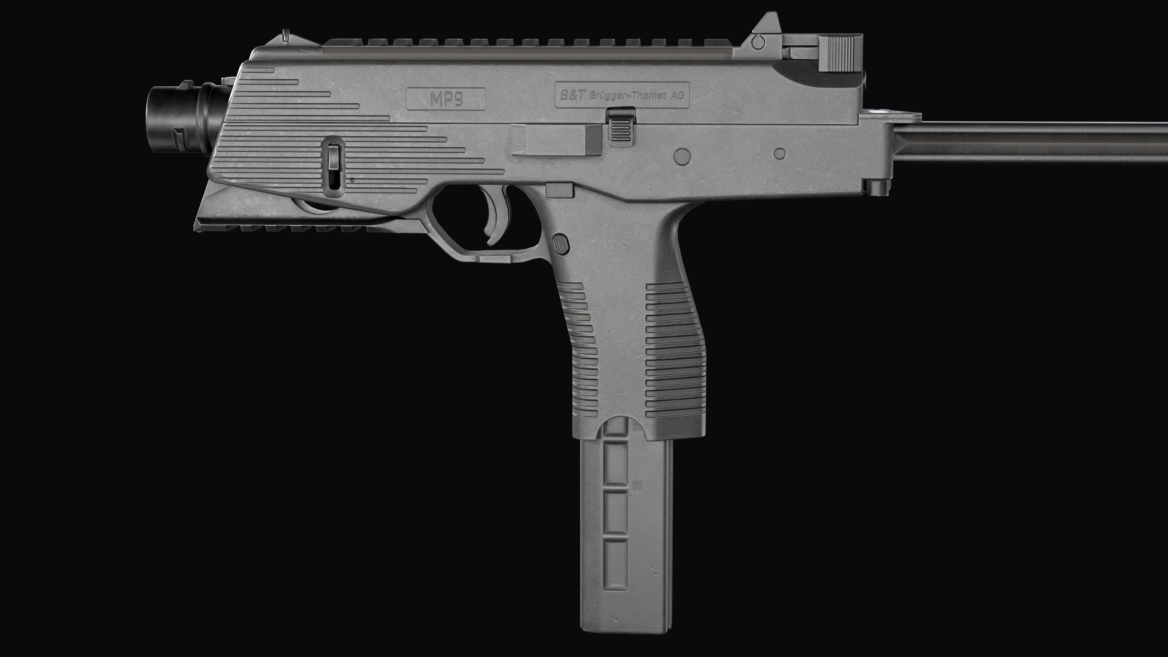 Modular SMG Brugger and Thomet MP9 Low-poly 3D model_10