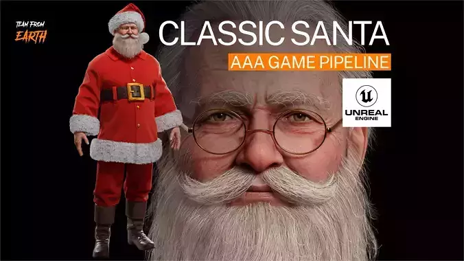 Buy 3D Santa Claus - animated game model for Unreal  Low-poly 3D model