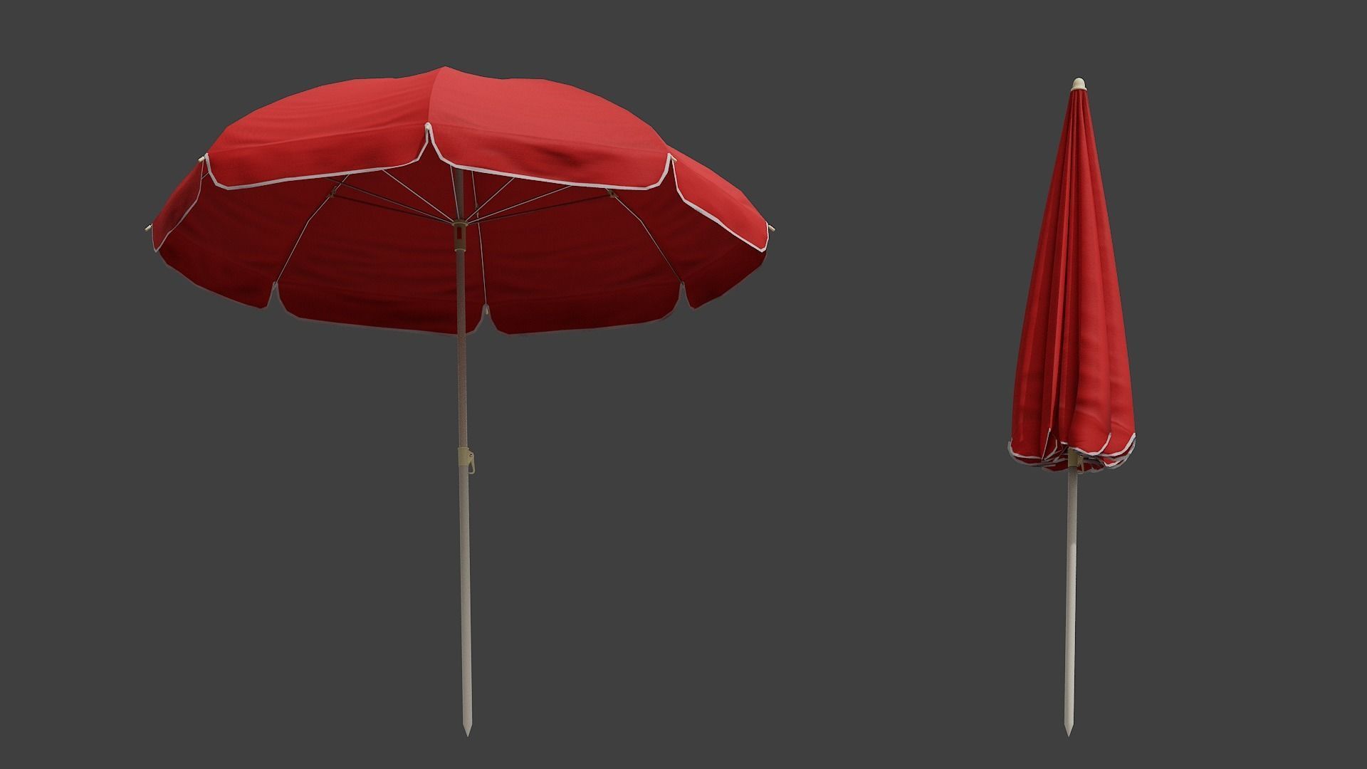 Beach Umbrella Game-Ready Low-poly 3D model_1