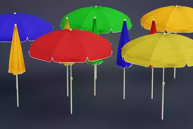 Beach Umbrella Pack B Game-Ready Low-poly 3D model