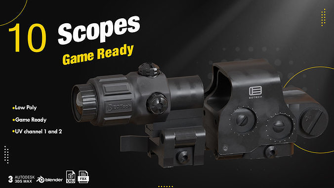 10 Scopes Game Ready Low-poly 3D model
