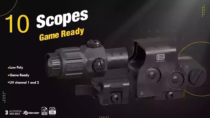 10 Scopes Game Ready Low-poly 3D model