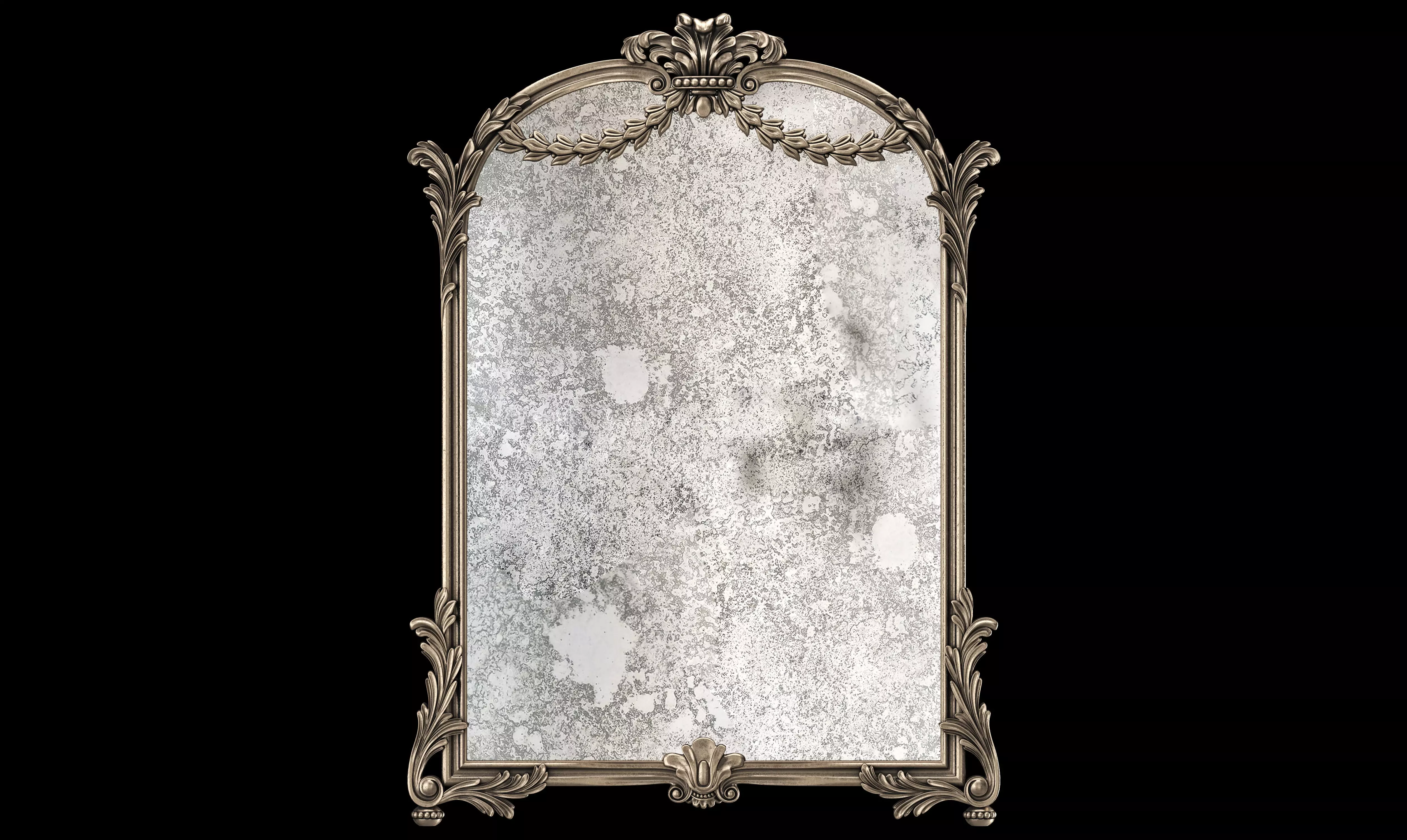 Louis XV Framed Mirror In Brown Finish 3D model_0