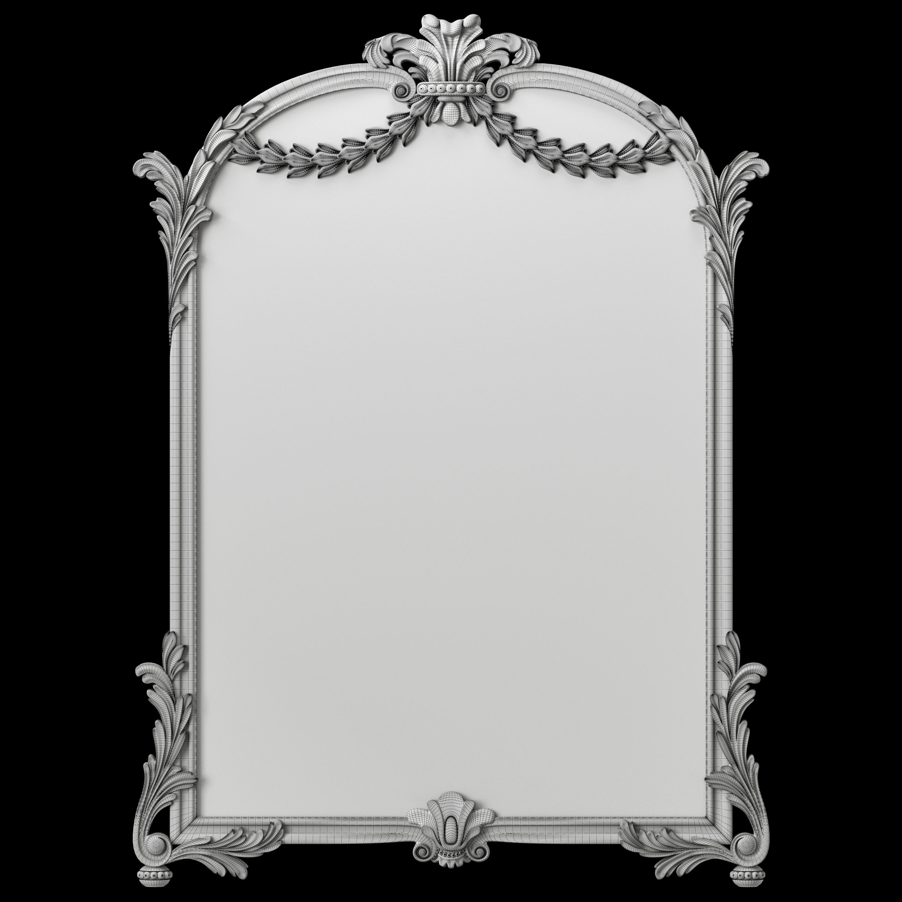 Louis XV Framed Mirror In Brown Finish 3D model_12