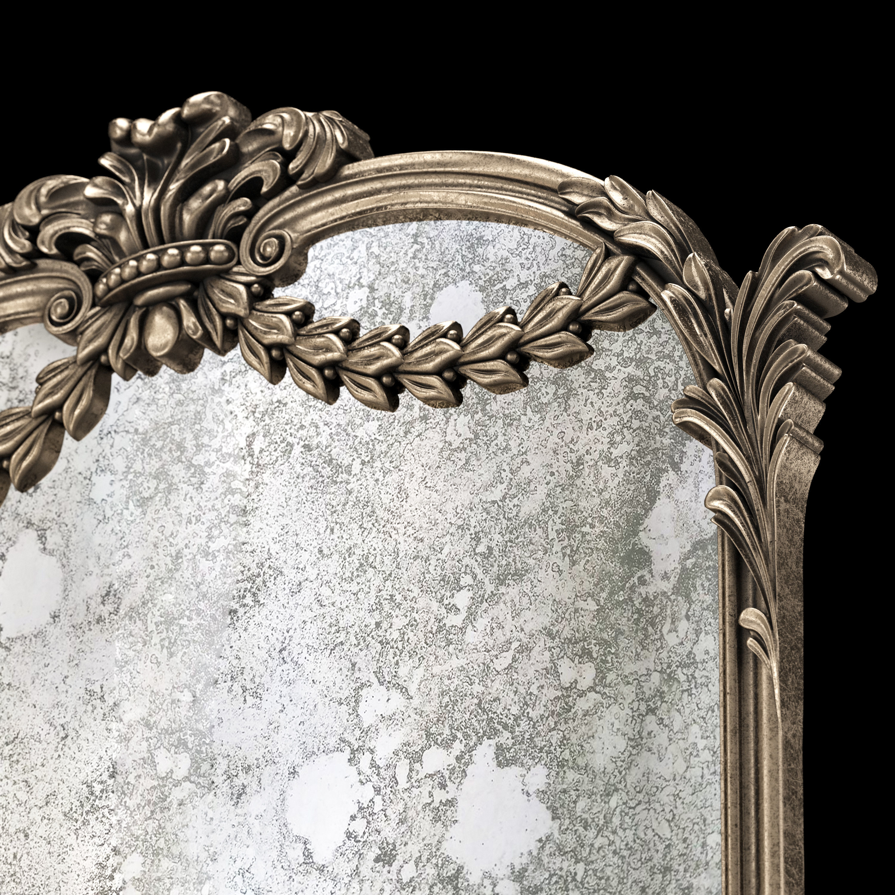 Louis XV Framed Mirror In Brown Finish 3D model_10