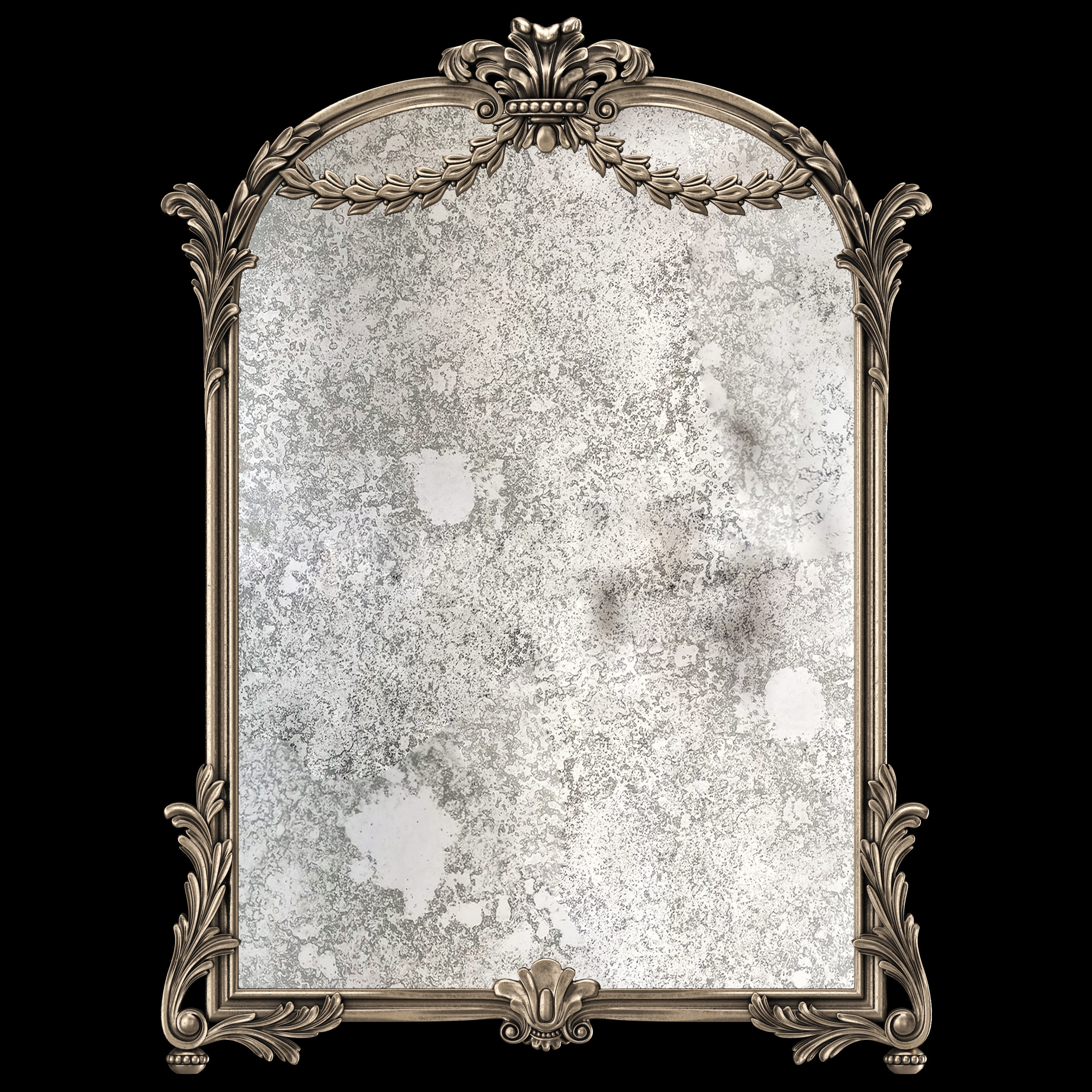 Louis XV Framed Mirror In Brown Finish 3D model_5