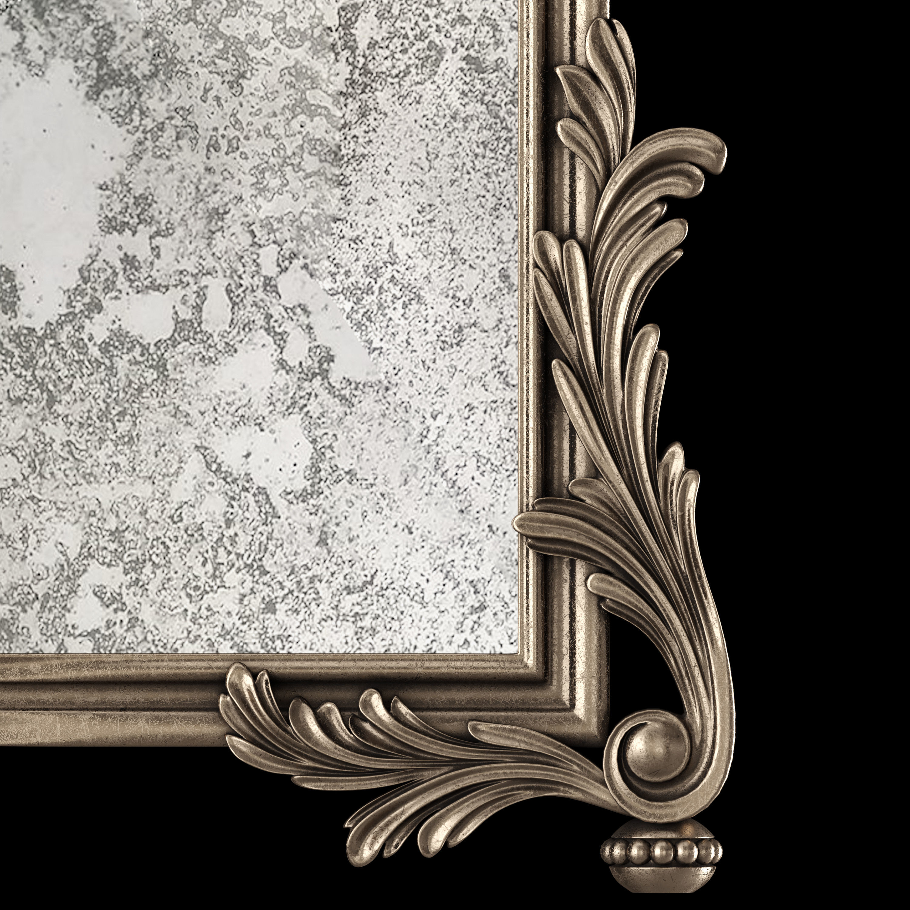 Louis XV Framed Mirror In Brown Finish 3D model_3