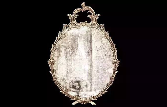 Italian Oval Gold Giltwood Carved Wall Mirror