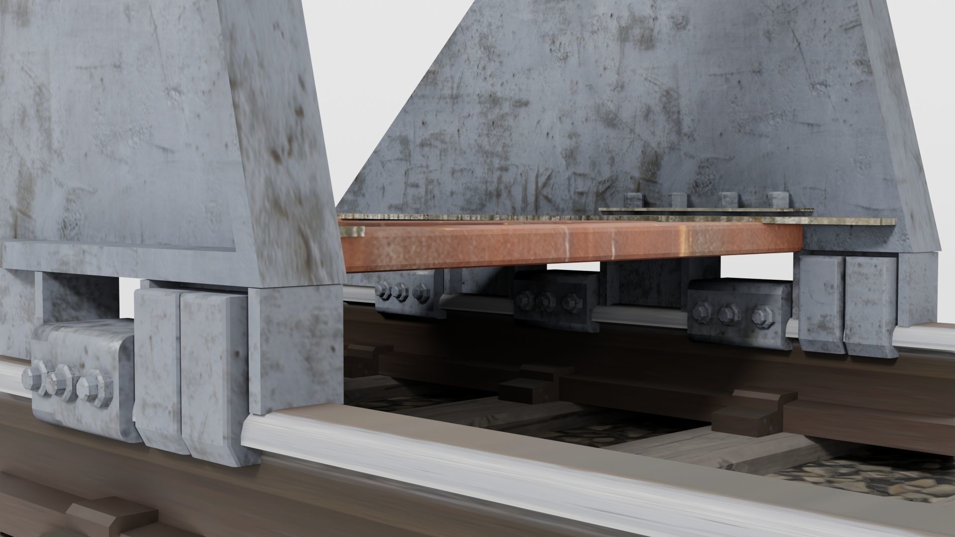 Railway buffer stop Low-poly 3D model_5