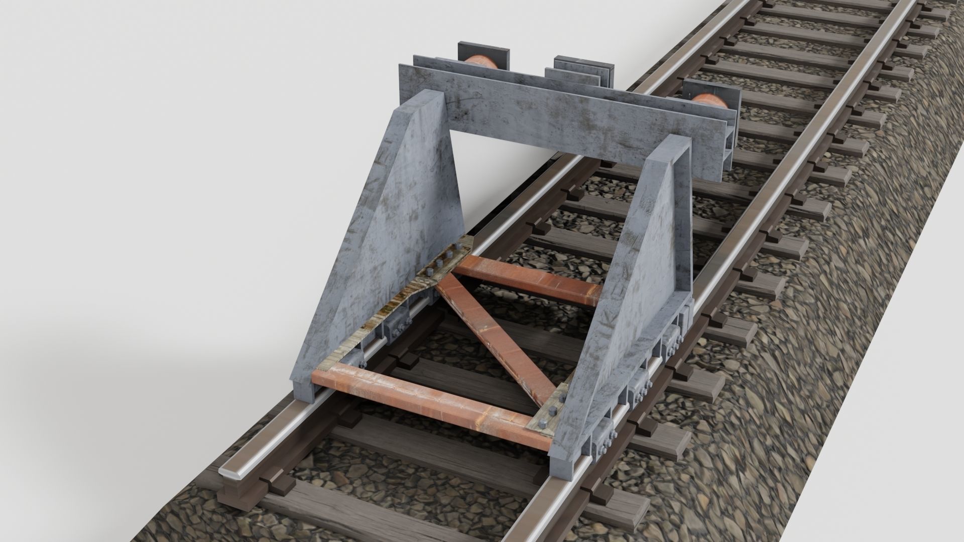 Railway buffer stop Low-poly 3D model_2