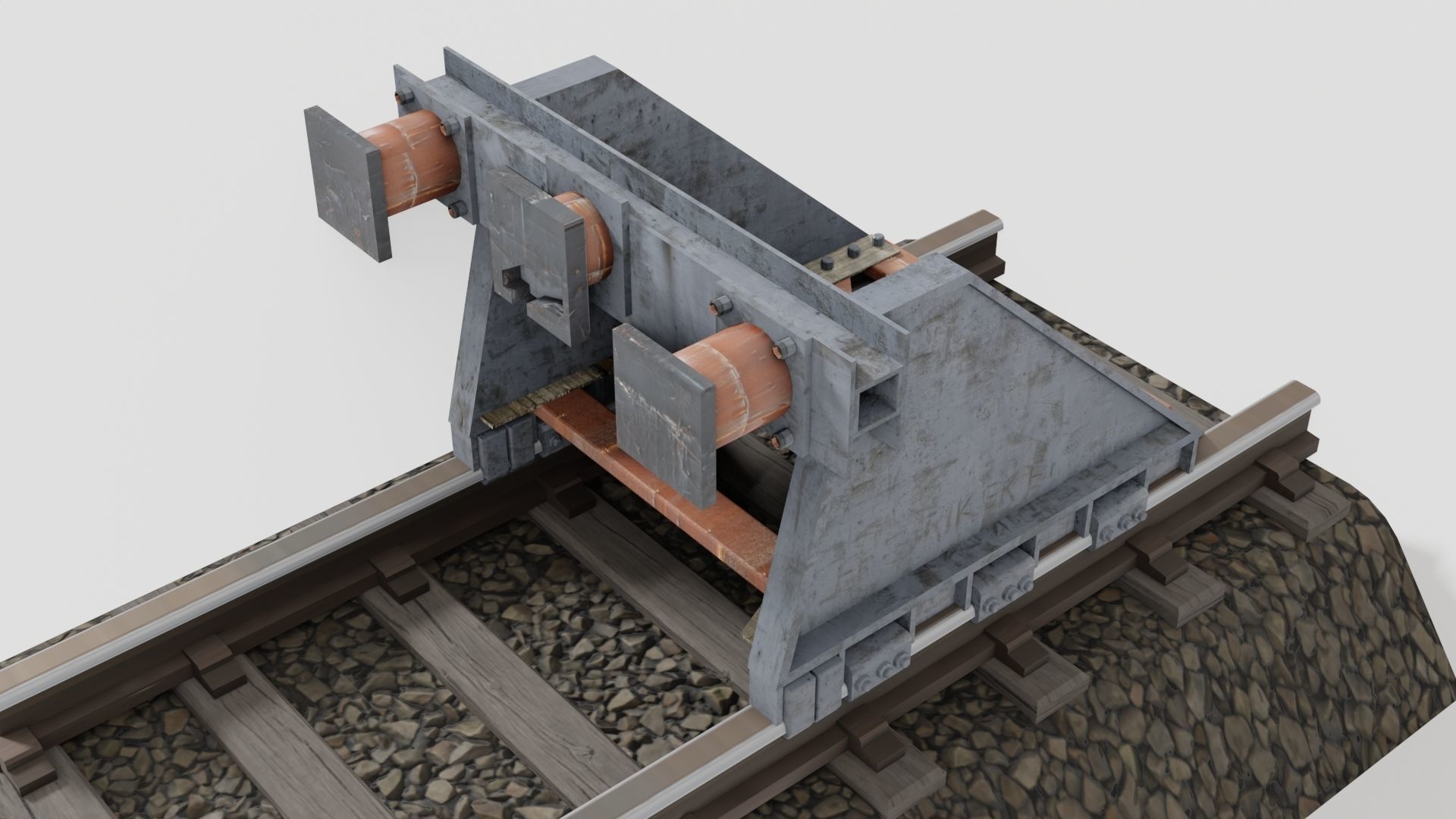 Railway buffer stop Low-poly 3D model_3