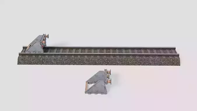 Railway buffer stop Low-poly 3D model