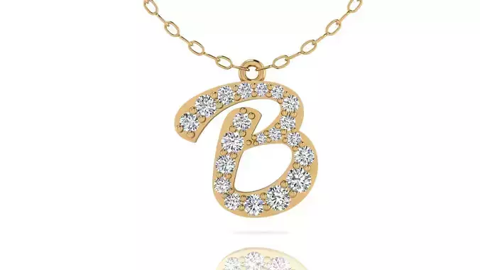 Alphabet Andala Diamond Letters Pendant B 3D print model