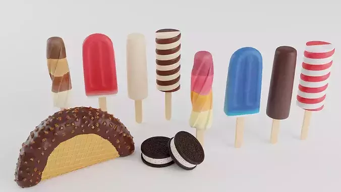 Ice Cream Pack Low-poly 3D model 2