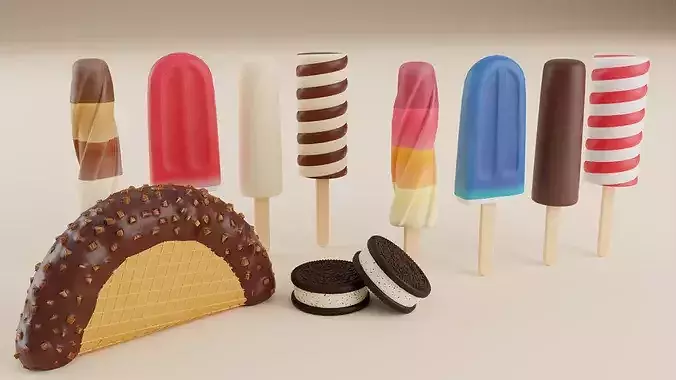 Ice Cream Pack Low-poly 3D model 3