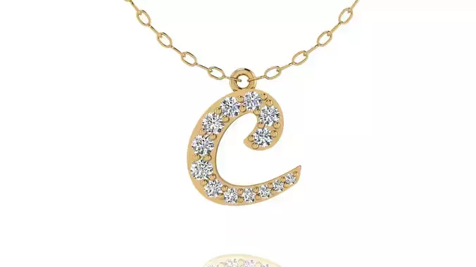 Alphabet Andala Diamond Letters Pendants C