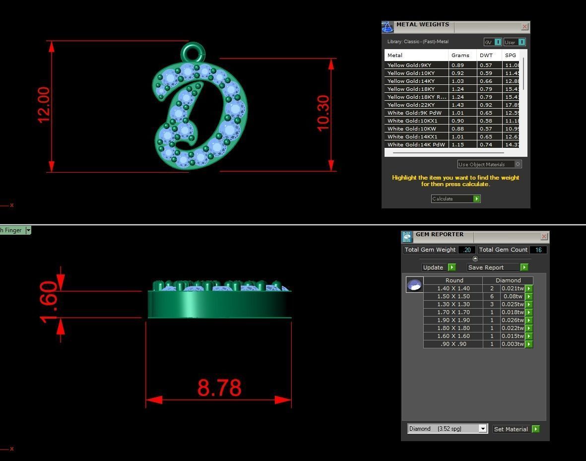 Alphabet Andala Diamond Letters Pendants D 3D print model_10