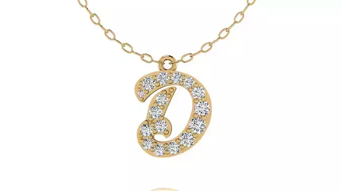 Alphabet Andala Diamond Letters Pendants D