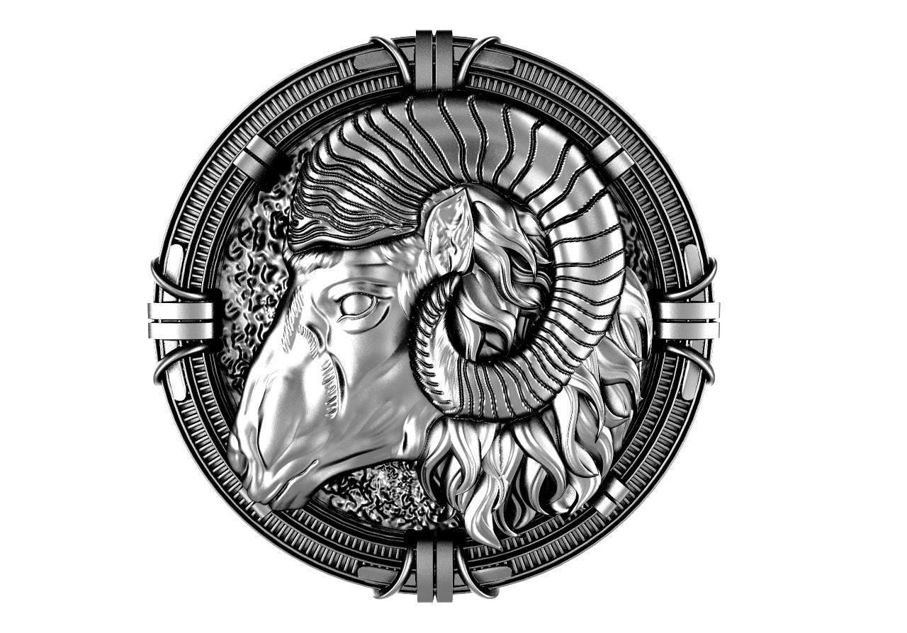 Ram pendant 3D print model_4