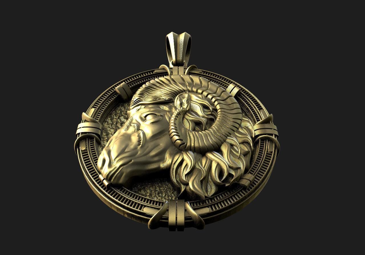 Ram pendant 3D print model_3